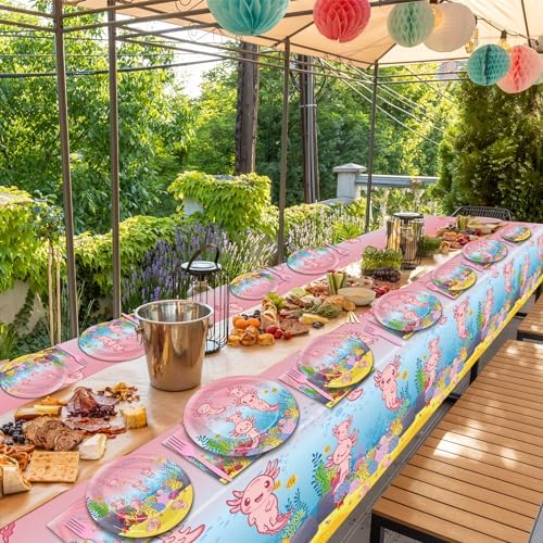 Chiazllta 24 Guests Pink Axolotl Party Plates Set