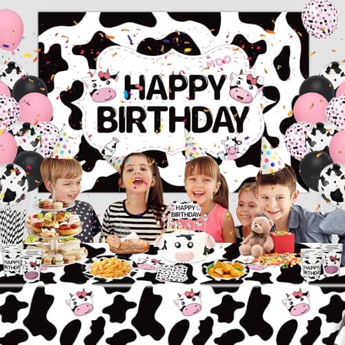220 Pack Cow Print Party Supplies Farm Birthday Decorations