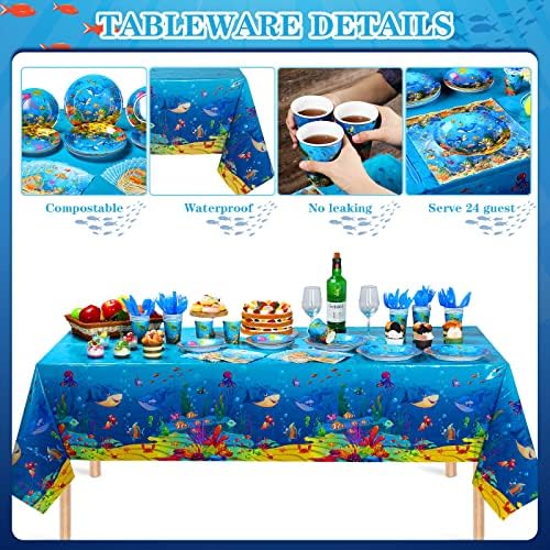171 Pcs Ocean Party Tableware Set for 24 Guests