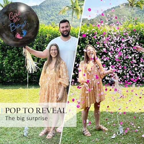 2Pack Gender Reveal Balloons with Blue Pink Confetti for Baby Shower Party Decoration