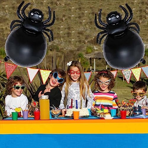 Spider Balloons - 5pcs Black Foil Decorations for Halloween Party