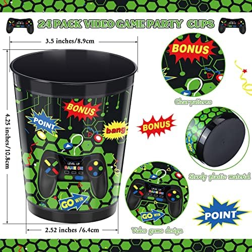 24 Piece 16 Oz Gaming Party Cups with Frost Design