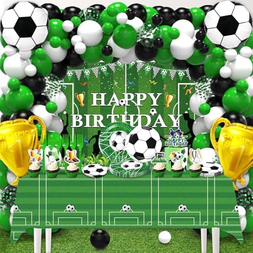 Soccer Party Decor Set with Balloons and Tableware
