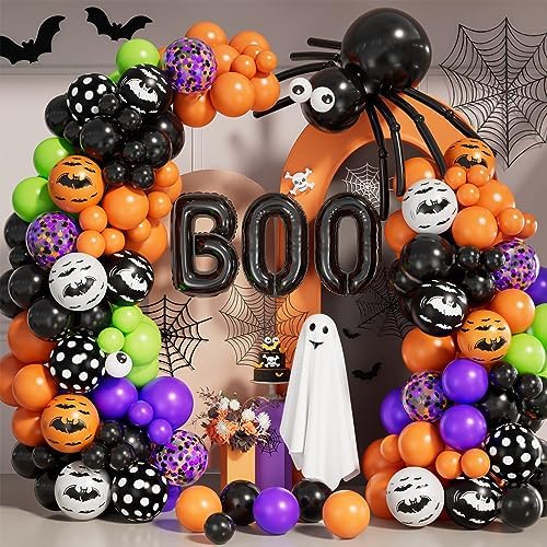 Halloween Balloon Garland Arch Kit with BOO Foil Balloons