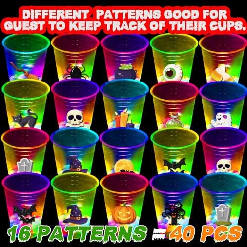 Mishunyus 40 Pcs Glow in The Dark Halloween Party Cups