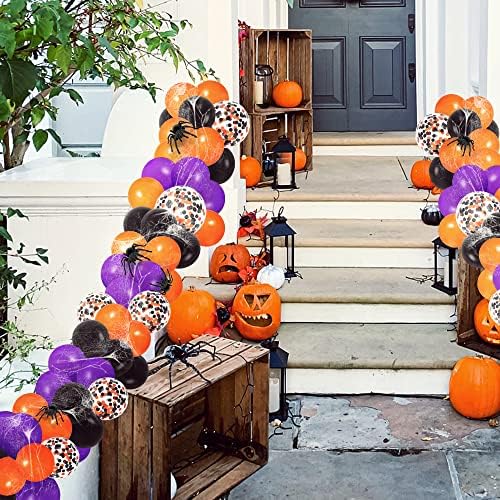 Halloween Balloon Decor Kit 124 Pcs Spider Web Garland Arch Set