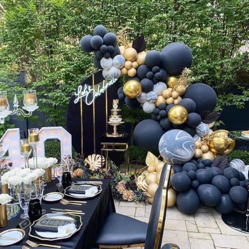 Black and Gold Balloon Arch Kit 102Pcs