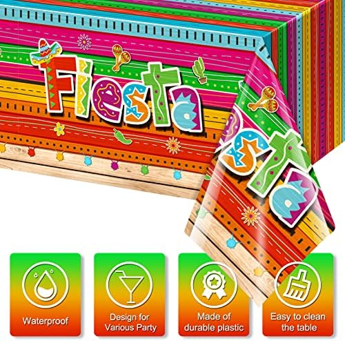 Jectivs 3 Piece Mexican Fiesta Tablecloth Decorations