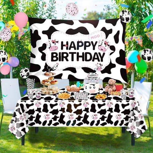220 Pack Cow Print Party Supplies Farm Birthday Decorations