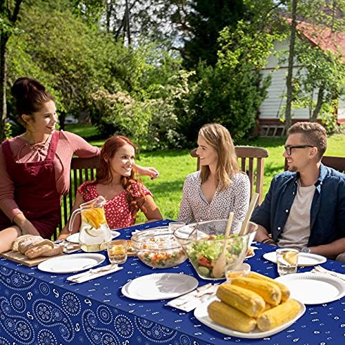 Tatuo Western Paisley Bandana Table Cover 108x54in Blue 3 Pack