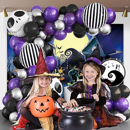 Skull Halloween Balloon Garland Kit - Purple Black Arch Decorations