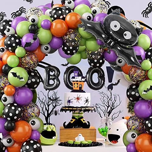 Halloween Balloons Garland Arch Kit with Bat and Confetti Balloons