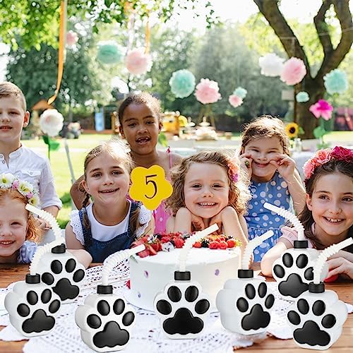 Zubebe 12 Pcs Dog Paw Cups with Lids and Straws