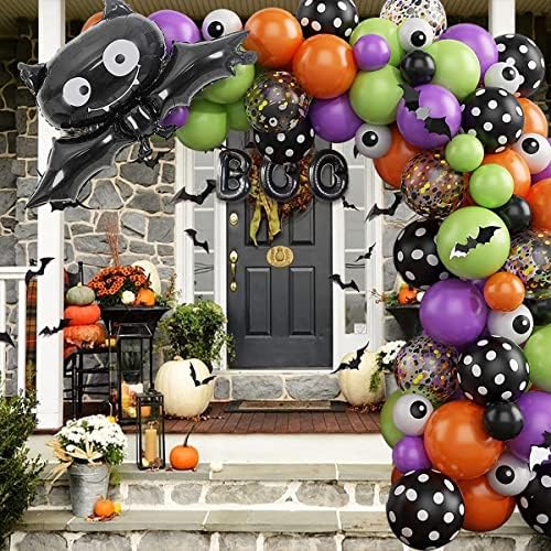Halloween Balloons Garland Arch Kit with Bat and Confetti Balloons