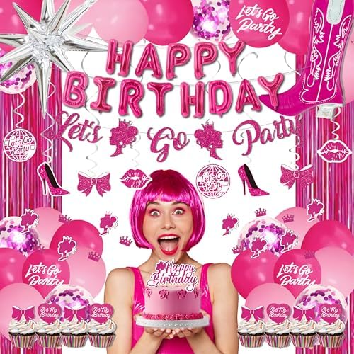 Hot Pink Birthday Decorations for Girls - 110PCS Balloons Arch Kit