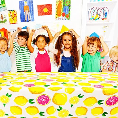 Lemon Theme Tablecloth 108x54 Inches for Summer Parties