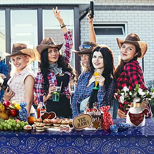 Tatuo Western Paisley Bandana Table Cover 108x54in Blue 3 Pack