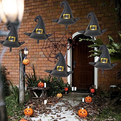 Halloween Party Balloons - 6PCS Jumbo Witch Hat Foil Balloons for Decorations and Kids Props