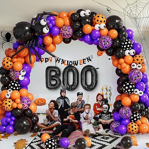 Halloween Balloon Arch Kit with Spider Balloons and Confetti Designs