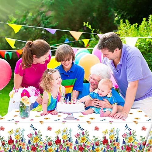 4 Pack Summer Floral Plastic Tablecloth for Parties and Picnics