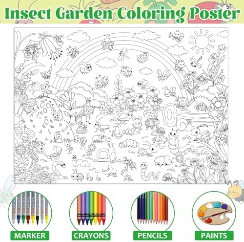 Bug Garden Coloring Poster for Kids