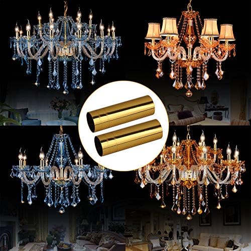 BQLZR 8cm x 25cm Bright Gold Chandelier Candle Light Cover Sleeves Pack of 6