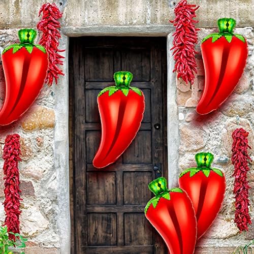 12 Pcs Chili Shaped Foil Balloons for Mexican Fiesta Decorations