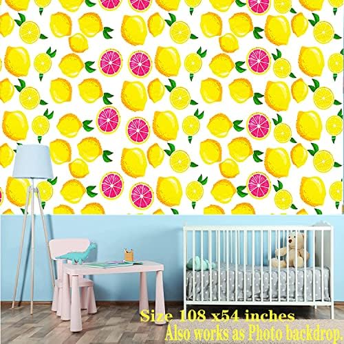 Lemon Theme Tablecloth 108x54 Inches for Summer Parties
