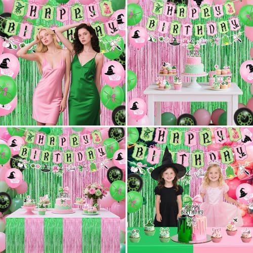 Witch Pink Green Party Decorations Set