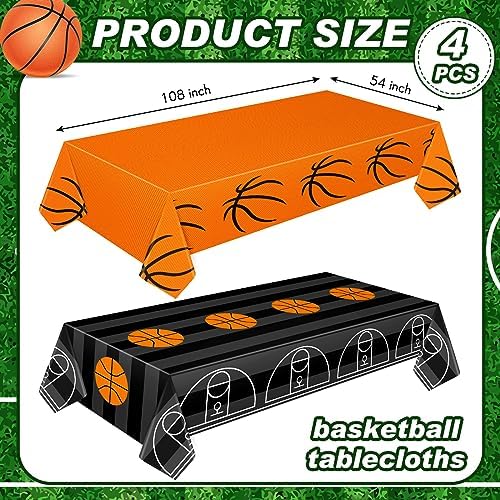 Mixweer 4 Pcs Basketball Party Tablecloth 54x108 Inch