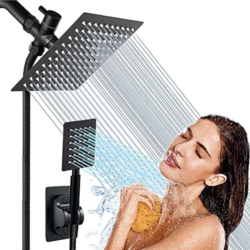 Wosaisius Matte Black Dual Shower Head Combo