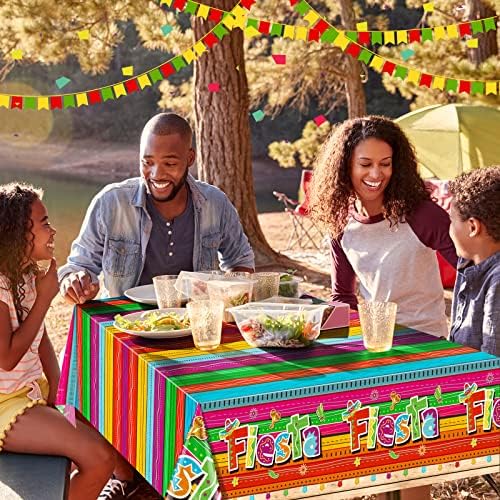 Jectivs 3 Piece Mexican Fiesta Tablecloth Decorations