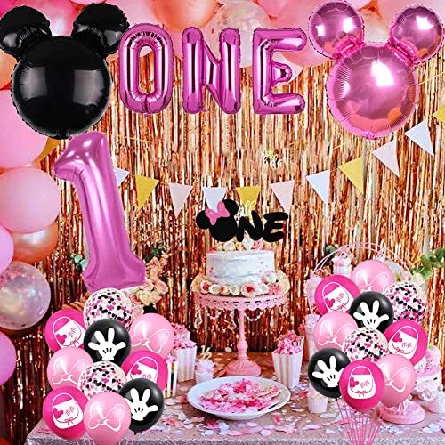 Onederful 115 Pcs Pink 1st Birthday Decorations Kit
