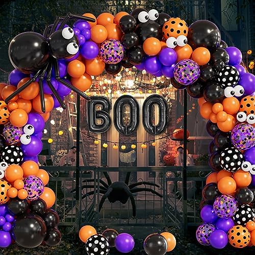 Halloween Balloon Arch Kit with Spider Balloons and Confetti Designs