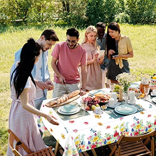 4 Pack Summer Floral Plastic Tablecloth for Parties and Picnics
