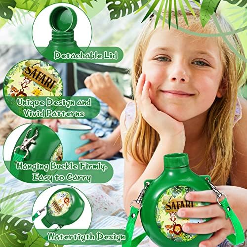 Eaasty 12 Set Jungle Safari Kids Water Bottles with Straps
