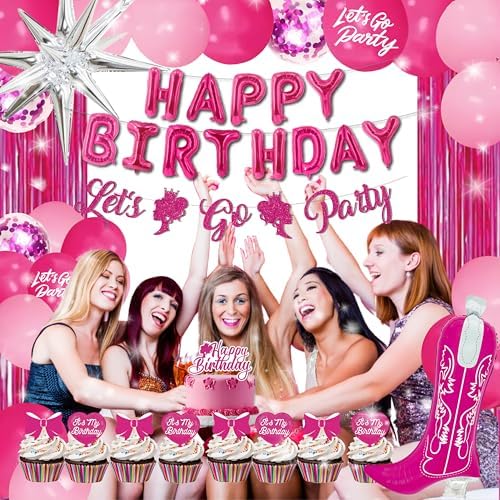 Hot Pink Birthday Decorations for Girls - 110PCS Balloons Arch Kit