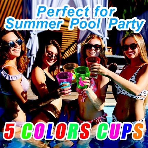 Glow Summer Beach Party Cups 24 Pcs with LED Lights