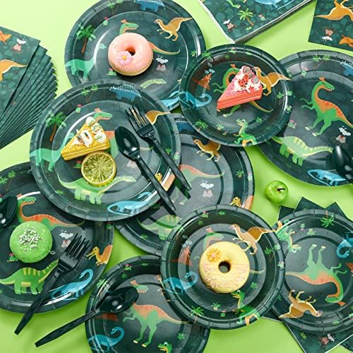 Yingzhao 240 Pcs Dinosaur Themed Disposable Plates Set for 40 Guests