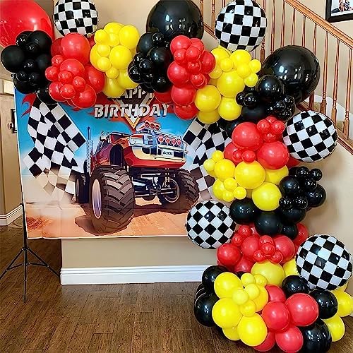 Red Black Yellow Confetti Balloons Garland Kit for Parties