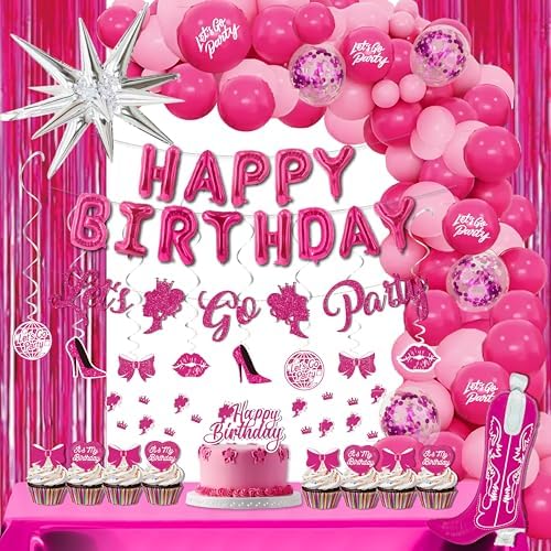 Hot Pink Birthday Decorations for Girls - 110PCS Balloons Arch Kit