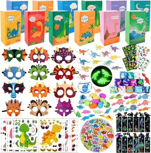 Slmeno Dinosaur Party Favors 10 Styles 168Pcs Set