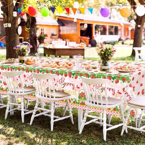 4 Pcs Strawberry Tablecloth Party Decor Birthday Supplies
