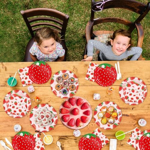 OuMuaMua Strawberry Themed Party Tableware Set 150 Pcs