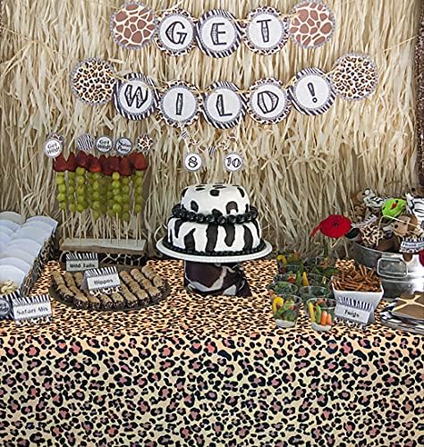5Pcs Leopard Animal Print Table Covers for Jungle Safari Party