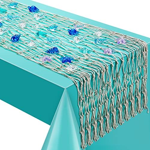 Tudomro Mermaid Fishing Net Table Runner for Party Decor