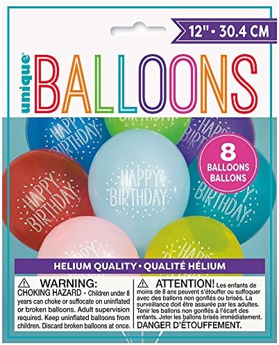 Unique Fun Happy Birthday Party Latex Balloons 8 Pcs