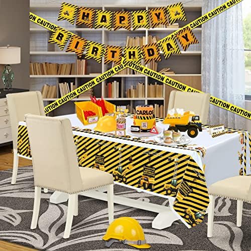 4 Pack Construction Themed Birthday Tablecloths