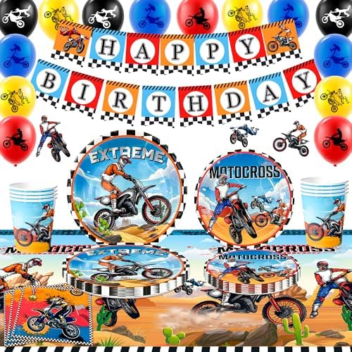 Dirt Bike Birthday Party Decor Supplies Set