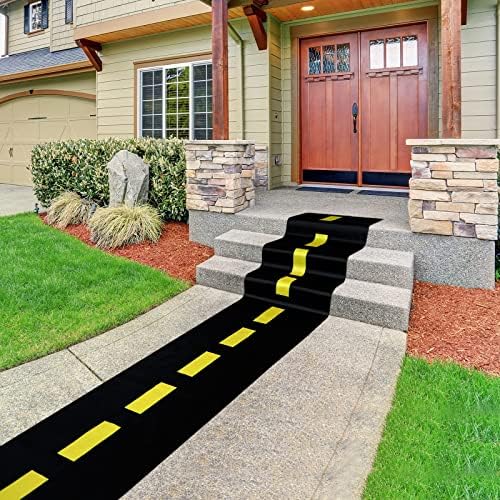 Construction Theme Table Runner 10x15ft Black Yellow Design